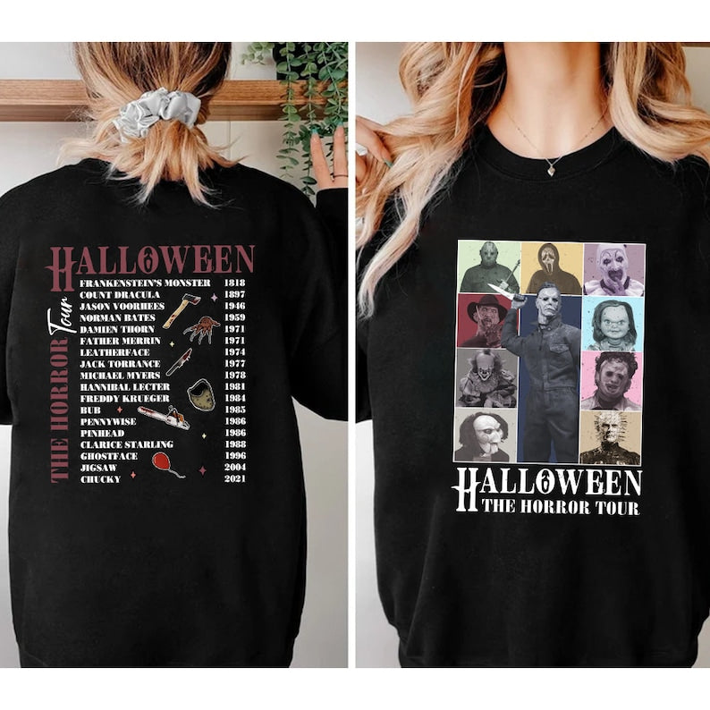 Retro Halloween Characters The Horror Tour T-shirt