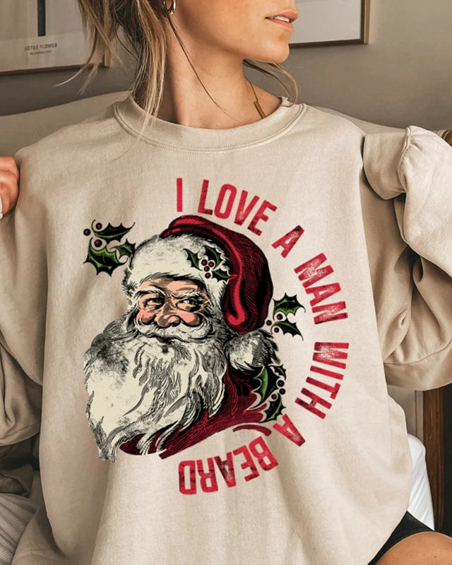 Funny Santa Beard Sweatshirt Christmas shirt for women