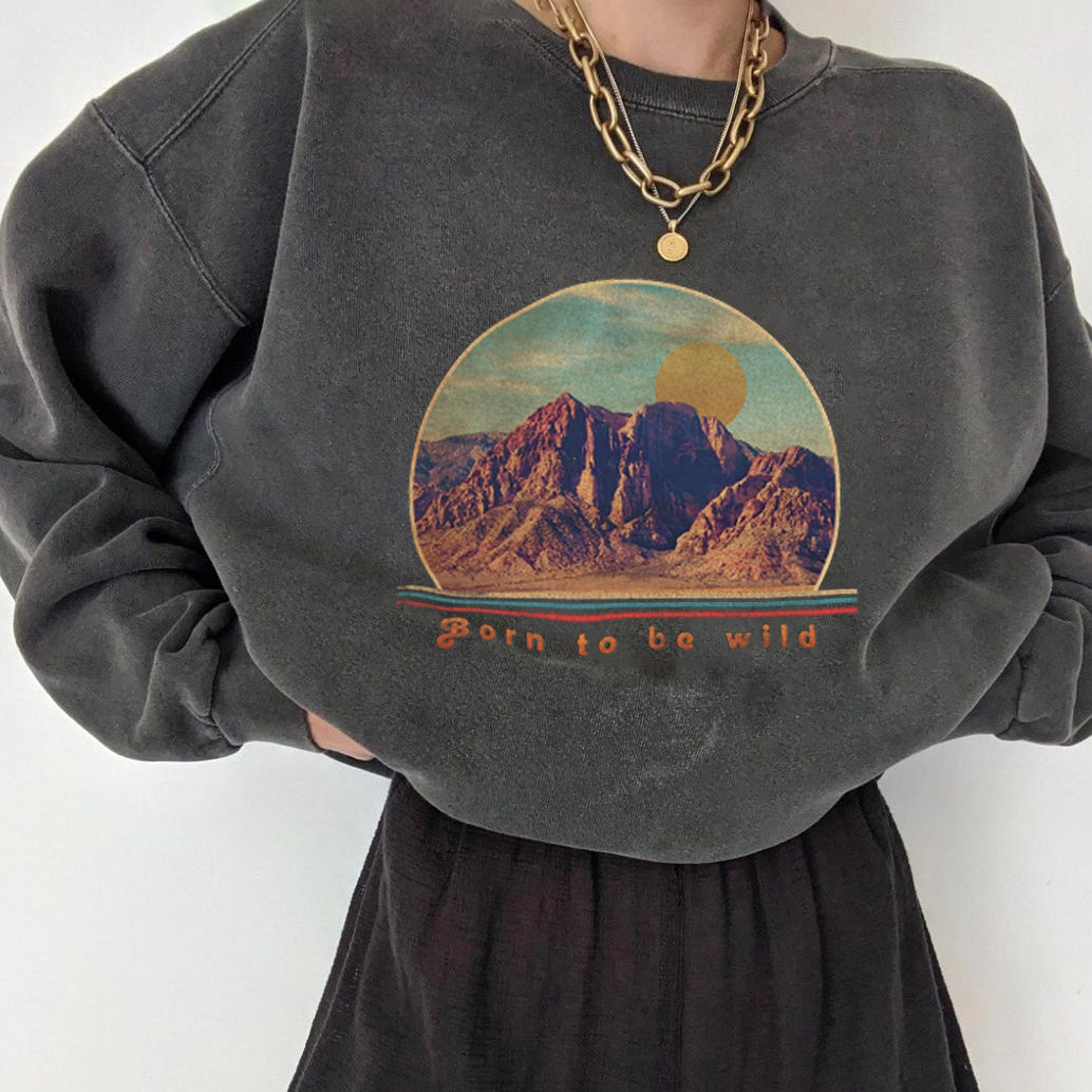 Canyon Letter Print All-match Casual Loose Sweatshirt