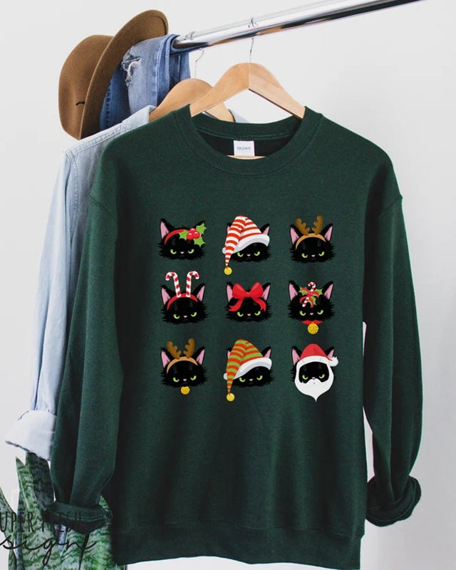 Cat Christmas Sweatshirt Retro Holiday Gifts