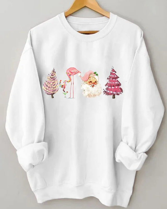 Ladies Christmas Print Long-Sleeved Sweatshirt