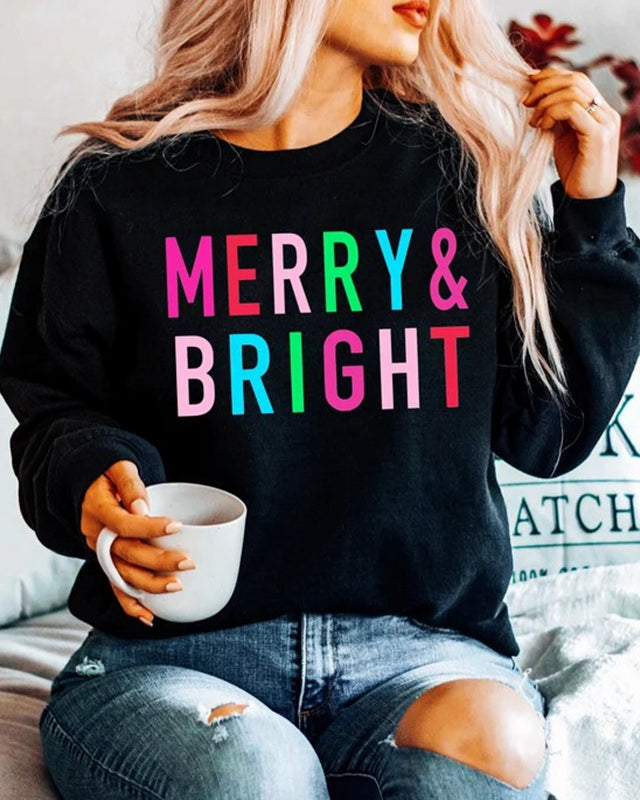 Merry Christmas Sweatshirt for Women Bright Sweatshirt