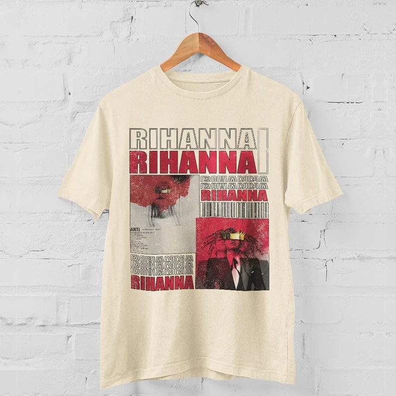 Rihanna Print Casual Crewneck T-shirt