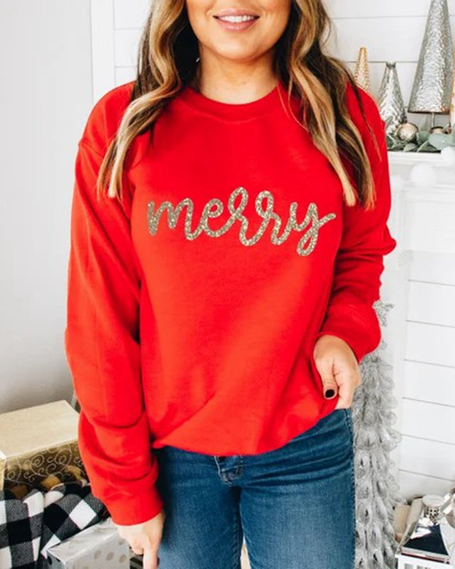 Merry Christmas glitter Sweatshirt womens christmas shirt