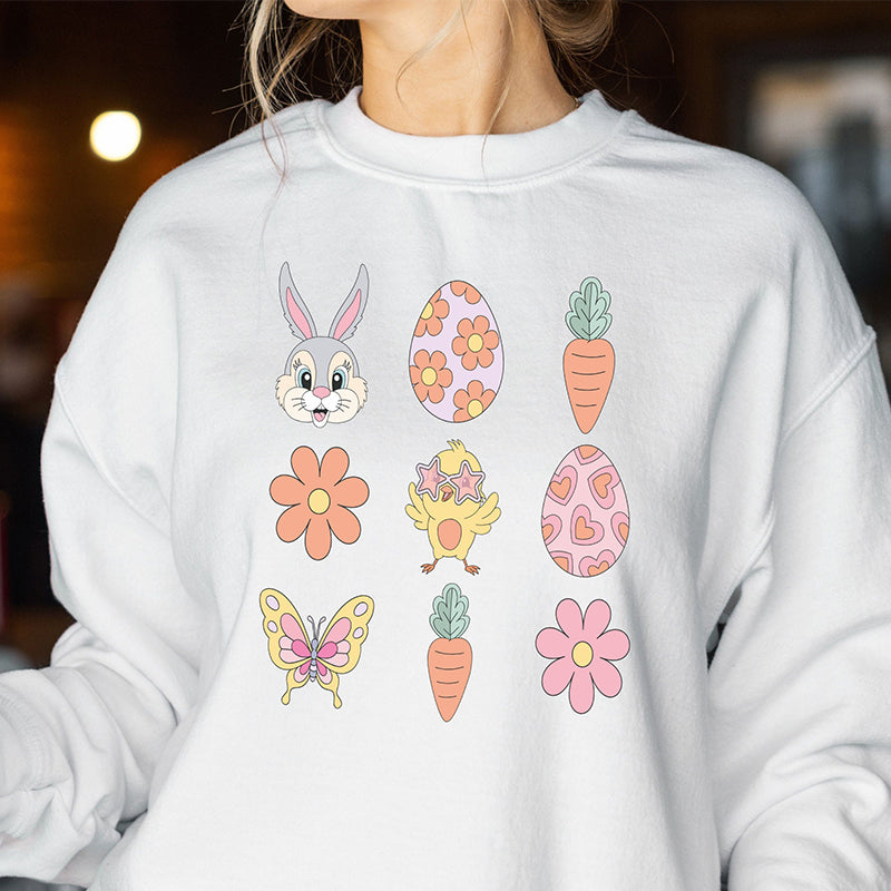 Happy Easter Elements Print Casual Sweatshirt