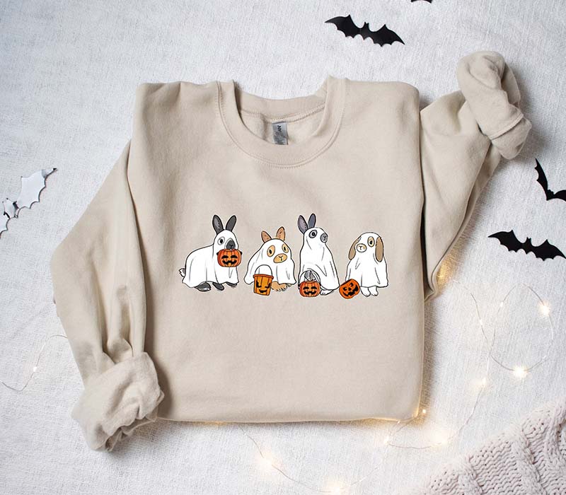 Cute Rabbit Ghost Halloween Sweatshirt
