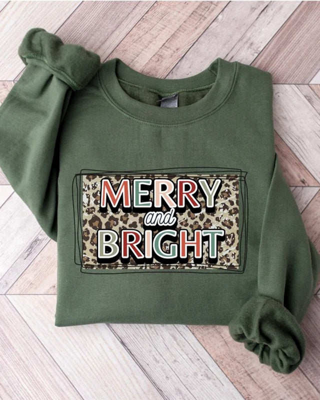 Merry and Bright Leopard Sweatshirt