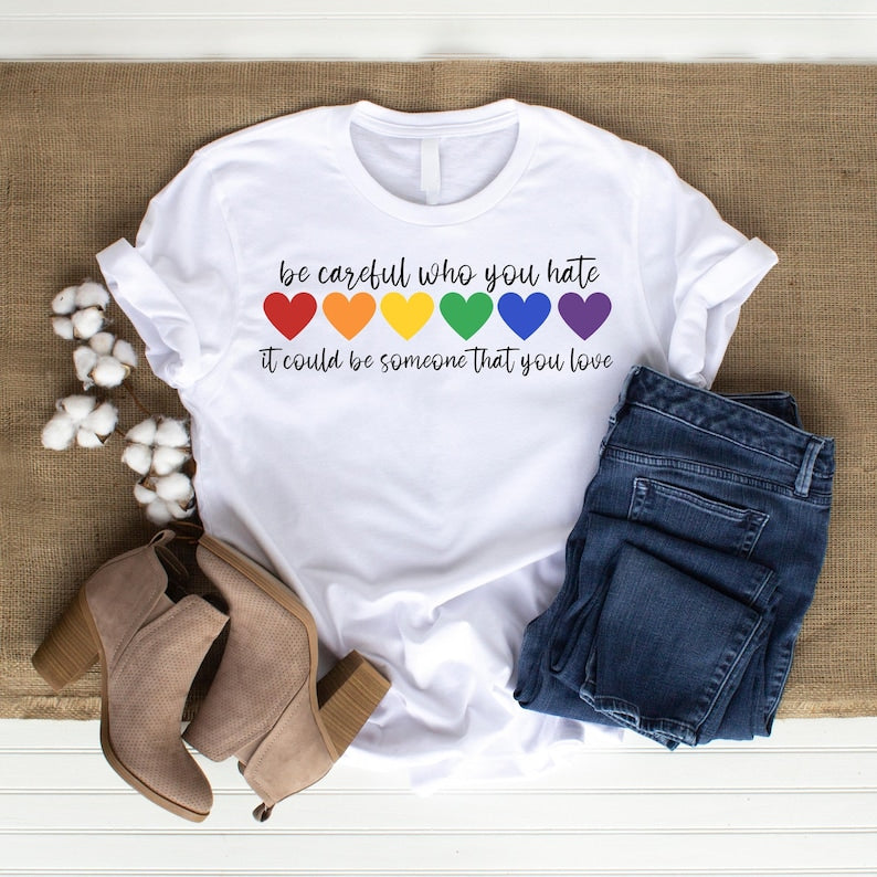 Pride Month Colorful Heart Print T-shirt