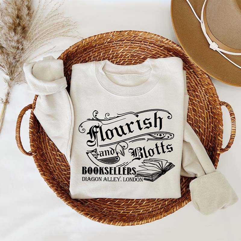 Flourish Blotts Wizard Book Magic Vintage Sweatshirt