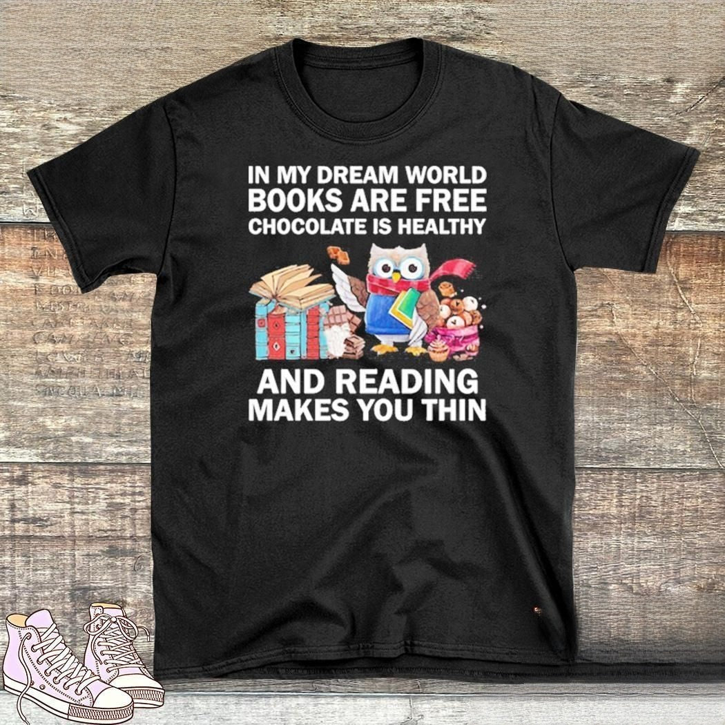 Owl And Books Letter Print T-shirt