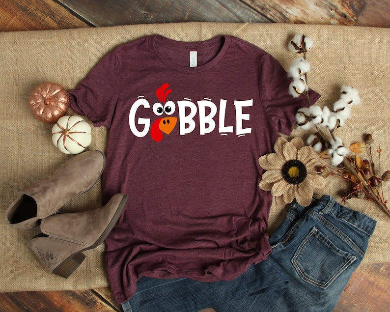 Gobble Thanksgiving Print T-shirt