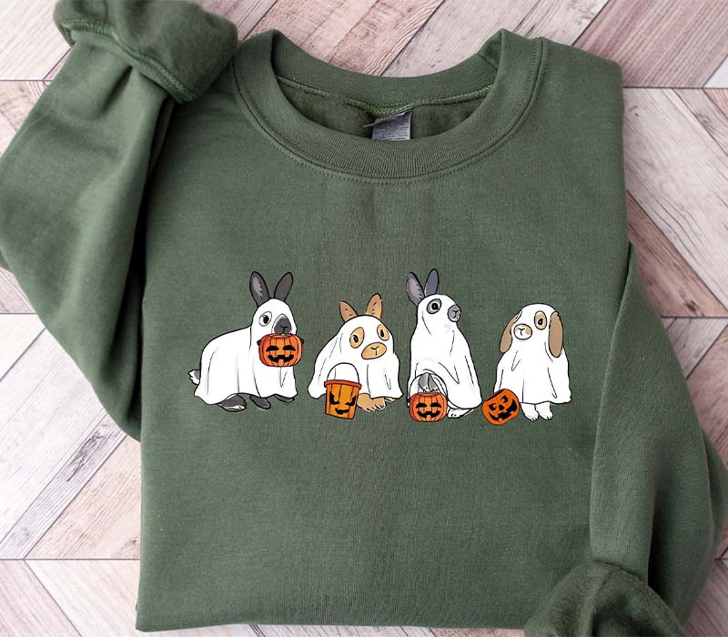 Cute Rabbit Ghost Halloween Sweatshirt