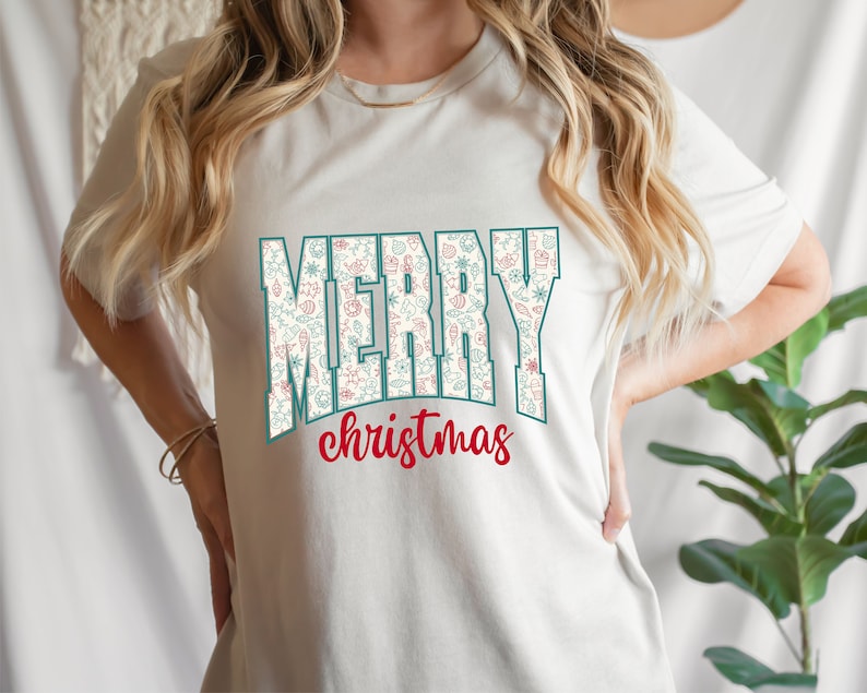 Merry Christmas Letter Print T-shirt