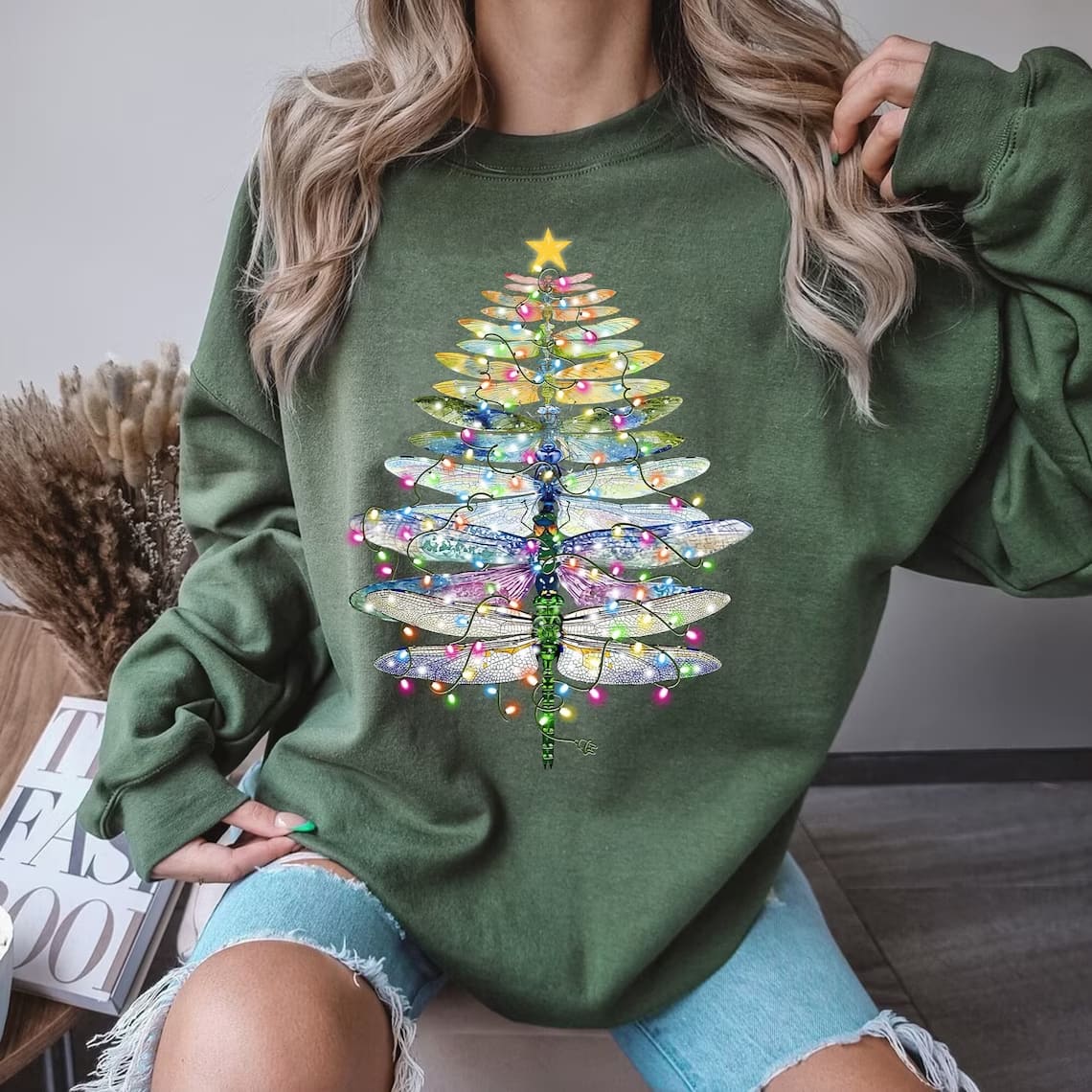 Dragonfly Christmas Light Sweatshirt