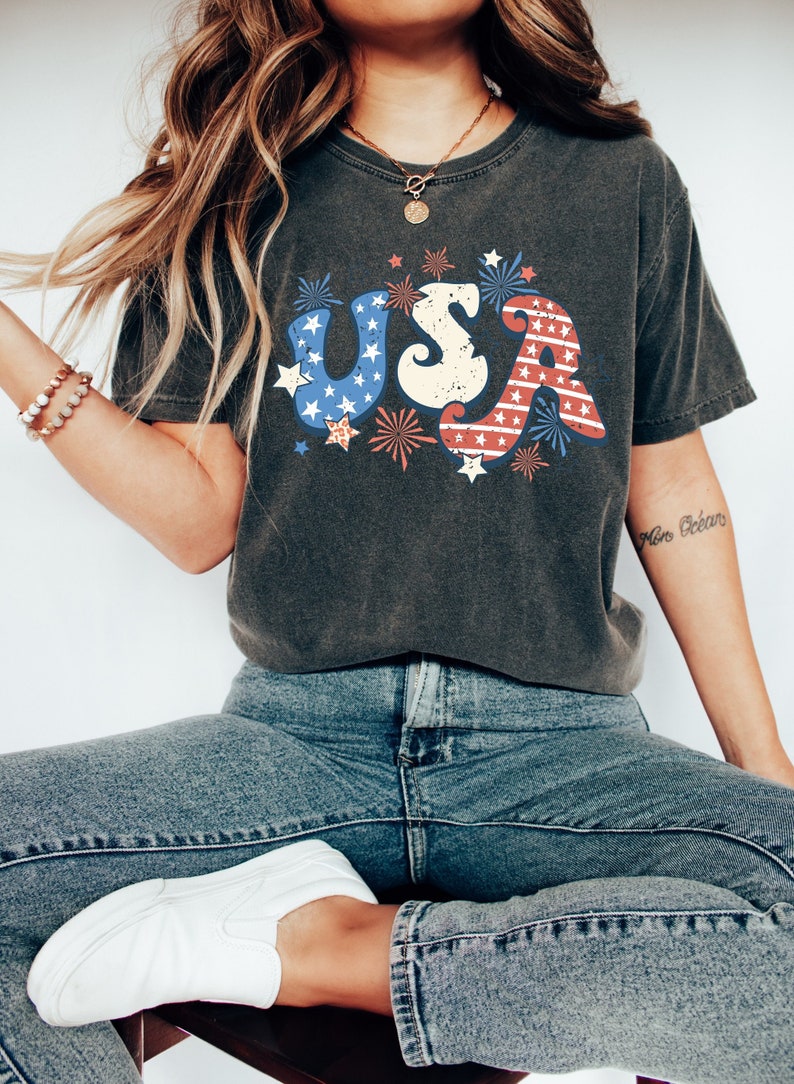 Retro USA Casual Print T-shirt