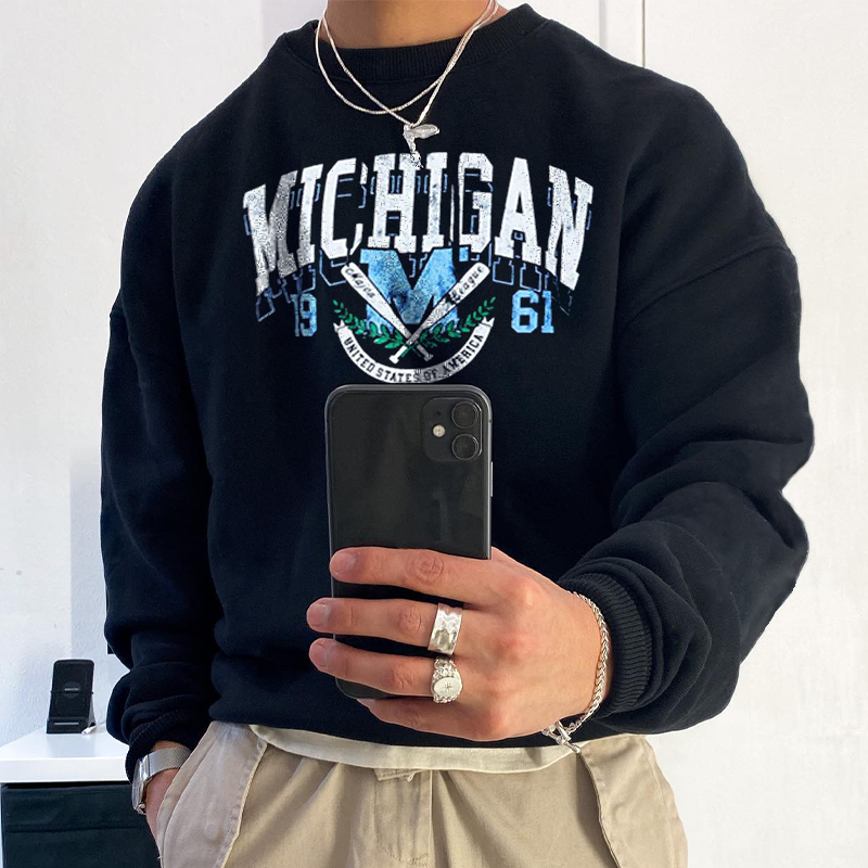 Men's MIHIGAN Print Street Fashion Sweatshirt
